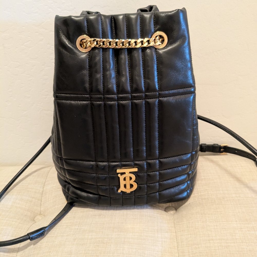 Black Burberry Quilted Leather Backpack